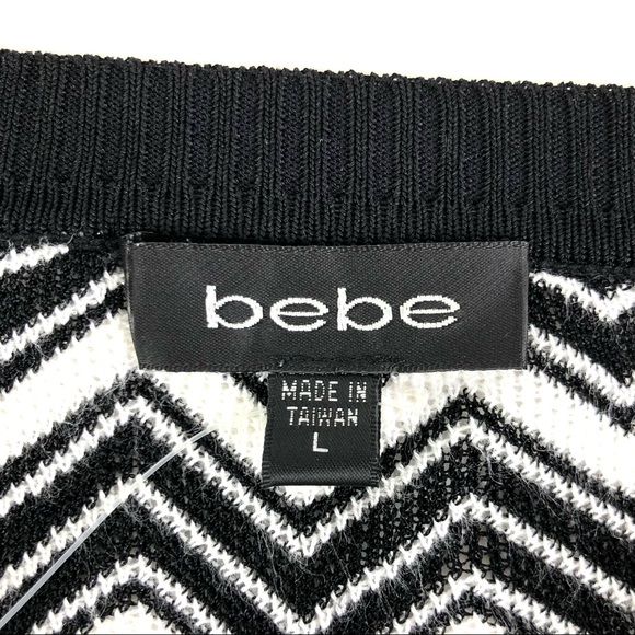 Bebe Knitted Zig Zag Black Cropped Cardigan - Picture 5 of 9